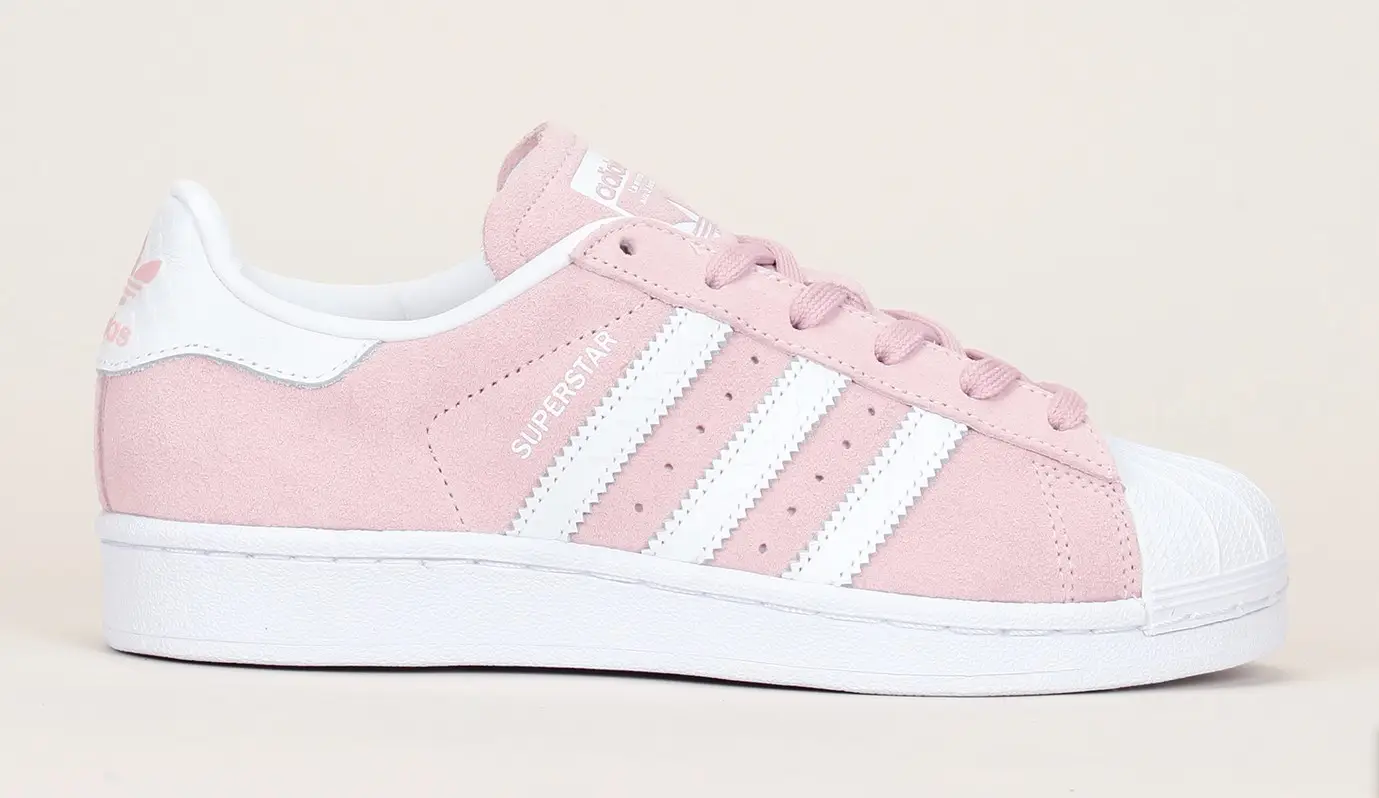 Sneakers cuir vieux rose talon reptile rayures blanches Superstar W Adidas Originals