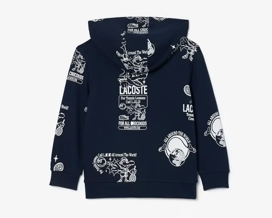 Sweatshirt à capuche JOGGER Garçon Lacoste imprimé graphique Bleu Marine/Blanc
