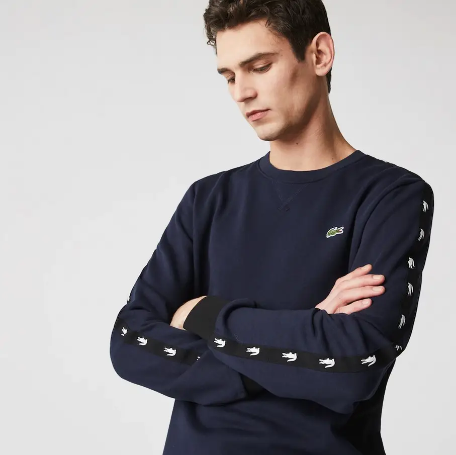Sweatshirt à col rond Lacoste en molleton color-block Bleu Marine/Noir - Sweatshirt Homme Lacoste