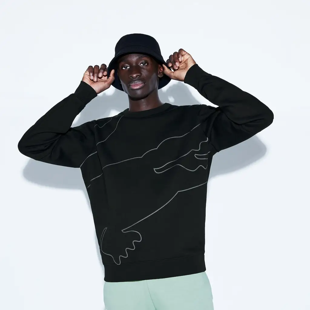 Sweatshirt Lacoste SPORT en molleton gratté avec maxi croco pour Homme