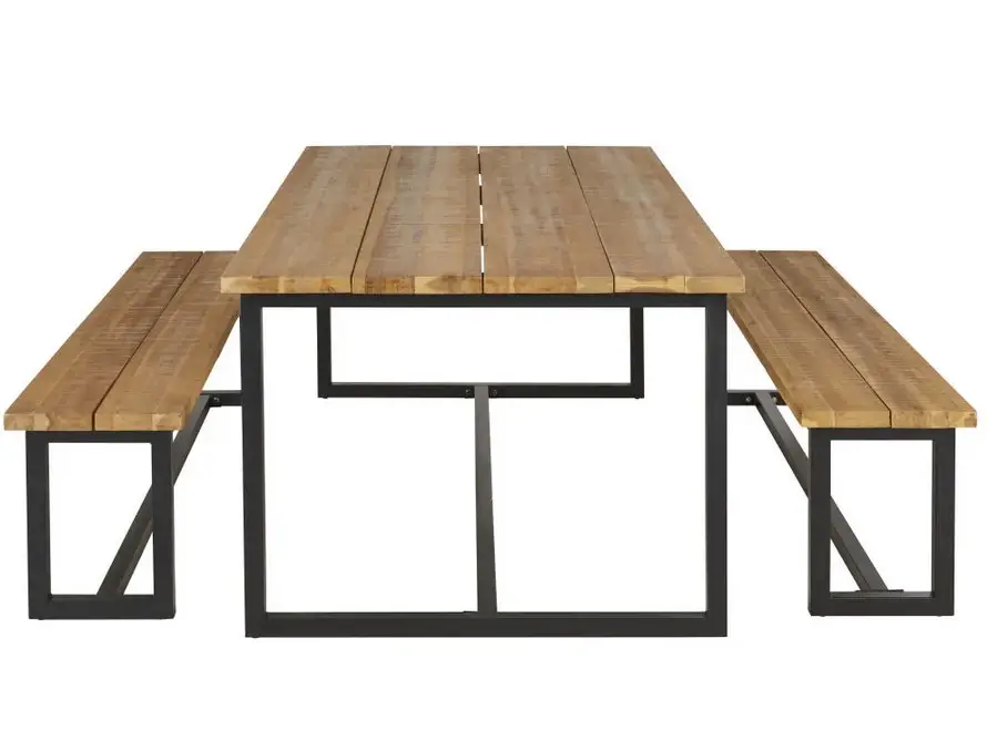 Table de jardin et bancs (x2) NOLAN 8 personnes en bois d'acacia massif - Table de jardin Maisons du Monde