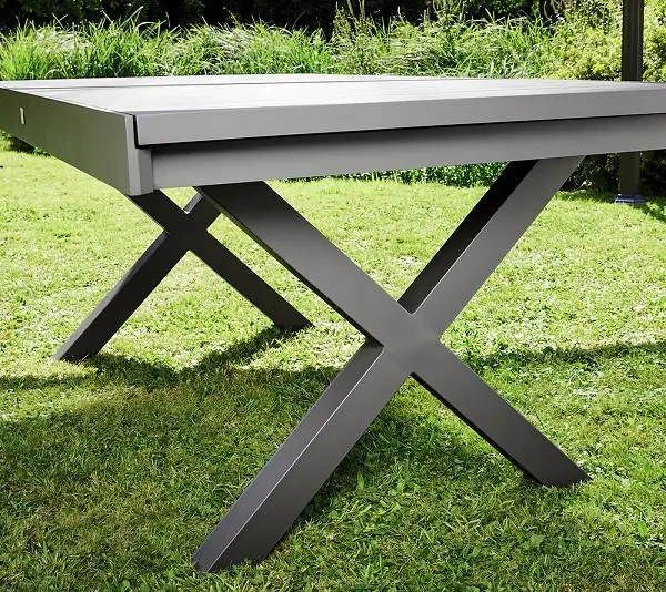 Table de jardin extensible automatique IRYS Aluminium pieds croisés pas cher - Table de jardin Bricomarché