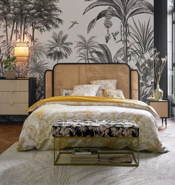 Tête de lit vintage LORETO 140/160 cm en bois de frêne massif et cannage en rotin - Tête de lit Maisons du Monde