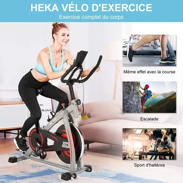 Vélo d’appartement intérieur fitness HEKA avec moniteur numérique