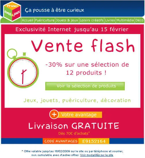 Vente Flash Fnac Eveil et Jeux - Reduction -30% Code Avantage Eveiletjeux.com
